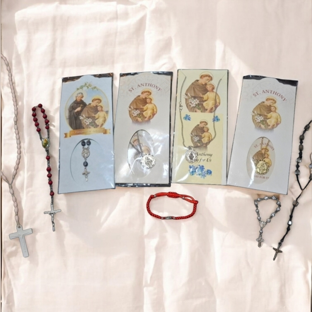 ✝️Religious Bundle Prayer Rosary Necklaces St Anthony Crucifix Jesus Cross - Picture 4 of 16